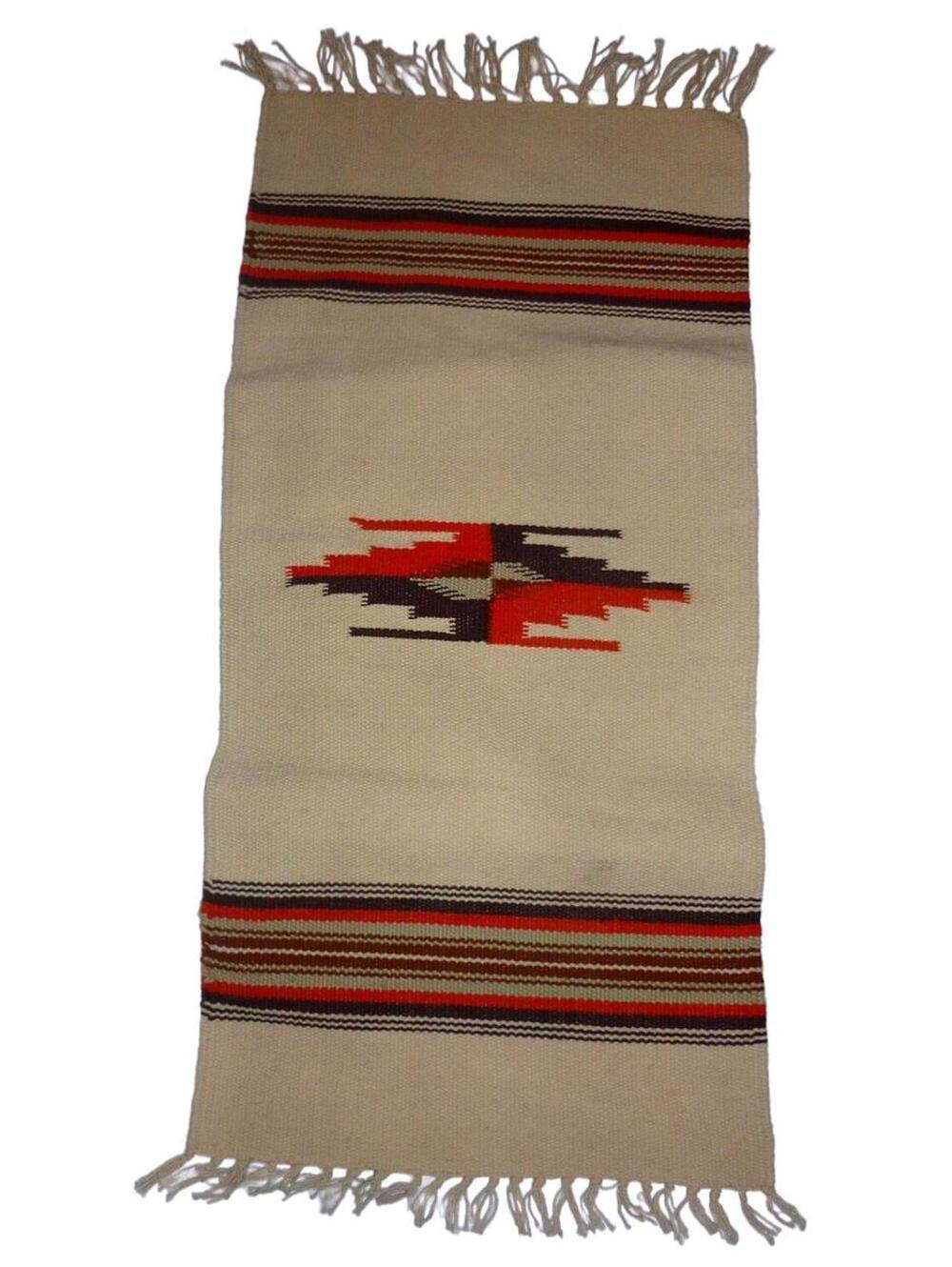 Vintage Ortega Chimayo Handwoven‎ Small Runner Wool Rug 14x31" Unsigned